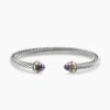 Classic Cable Bracelet Sterling Silver with 14K Yellow Gold and Amethyst, 5mm