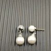 Double Pearl Pave Sterling Silver Diamond Earrings