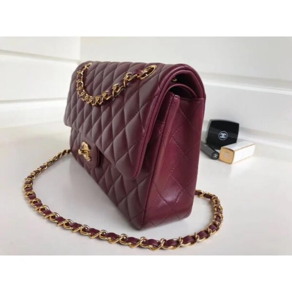 Chanel 1112 Burgundy Medium Size 2.55 Lambskin Leather Flap Bag