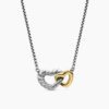 44FBB609-B1A9-0121-2192-C2563358DF77.jpg Cable Collectibles® Interlocking Heart Necklace Sterling Silver with 18K Yellow Gold