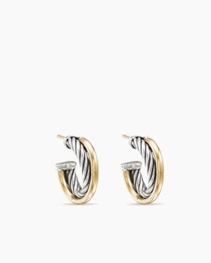 45495EE4-4BE7-2A13-8F19-2FB71FACCBCA.jpg Crossover Hoop Earrings Sterling Silver with 18K Yellow Gold, 17mm