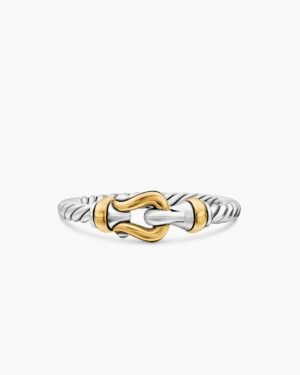 Petite Buckle Ring Sterling Silver with 18K Yellow Gold, 2mm - 6
