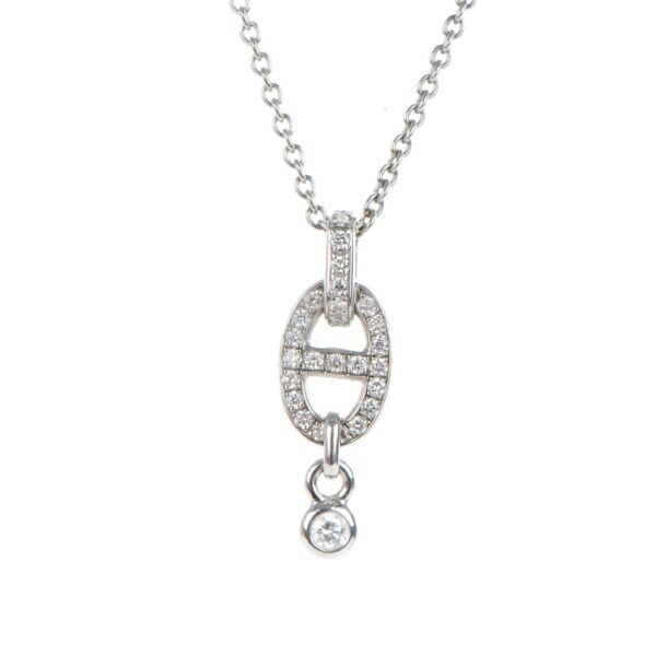 18K White Gold Diamond PM Chaine d'Ancre Enchainee Necklace
