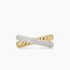 Crossover Two Row Ring 18K Yellow Gold with Diamonds, 7.5mm - 6