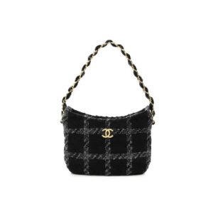 463378F0-0A15-1D18-8F5F-390060A75FE1.jpg CHANEL Cashmere Tweed Quilted Hobo Black Grey