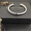 Classic Cable Station Bracelet Sterling Silver with Pave Diamonds, 7mm