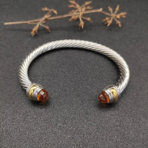 Classic Cable Bracelet Sterling Silver with 14K Yellow Gold and Citrine, 5mm