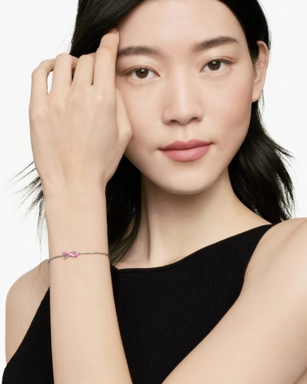 Cable Collectibles&reg; Ribbon Chain Bracelet Sterling Silver with Pink Enamel