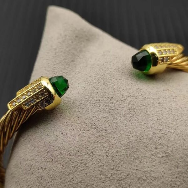 Cable Bracelet with Peridot & Diamond Accents  5mm