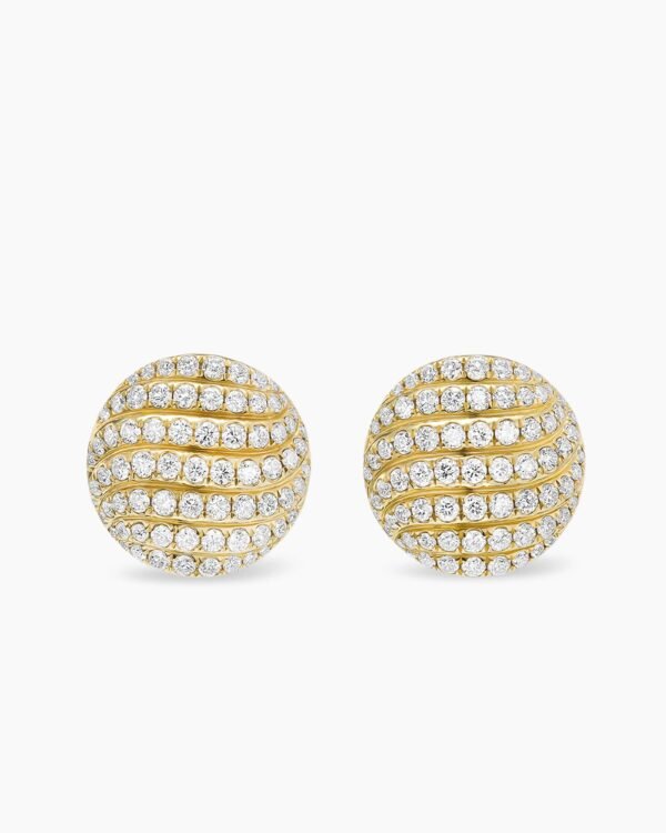 4784F5EC-BACB-A161-D3C7-43019E70DFE2.jpg Sculpted Cable Stud Earrings 18K Yellow Gold with Diamonds, 14mm