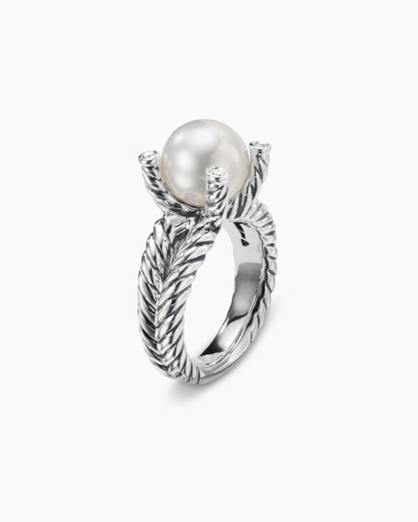 47A8CAEF-FCF2-B8F5-7D67-0307F9E2F8BF.jpg Cable Collectibles Pearl Ring Sterling Silver with Pearl and Diamonds, 11mm