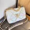 CLASSIC FLAP Small Medium Bag Silver Gold Reverse Hardw - White