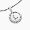 Initial Charm Necklace Sterling Silver with Diamond L