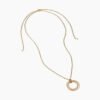 Pave Crossover Pendant Necklace 18K Yellow Gold with Diamonds, 30mm