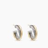 Crossover Hoop Earrings Sterling Silver with 18K Yellow Gold