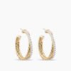 Crossover Hoop Earrings 18K Yellow Gold with Diamonds, 26.5mm
