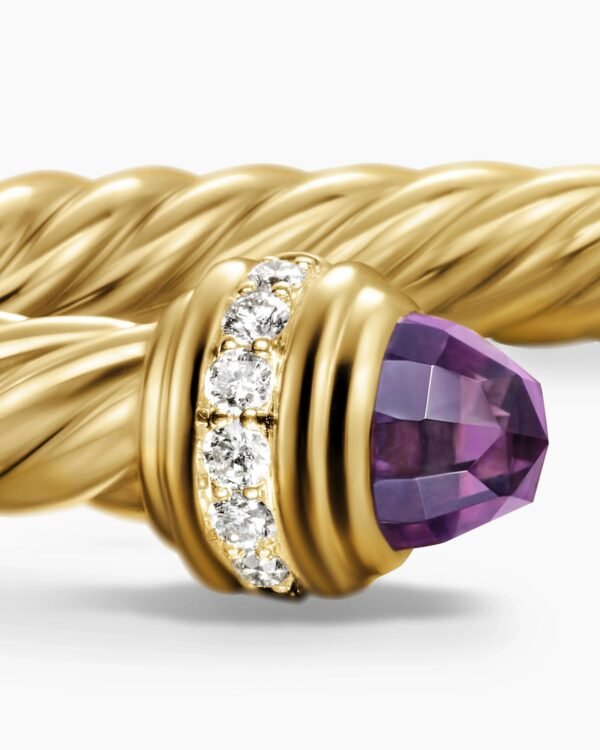 Classic Cablespira&reg; Bracelet 18K Yellow Gold with Amethyst and Diamonds, 5mm