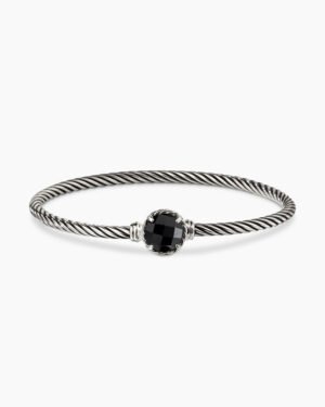 Petite Chatelaine Bracelet Sterling Silver with Black Onyx, 3mm - 17cm