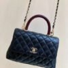 Chanel Medium Flap Bag With Top Handle Navy Blue For Women, Womens Handbags, Shoulder And Crossbody Bags 9in/23cm A92990