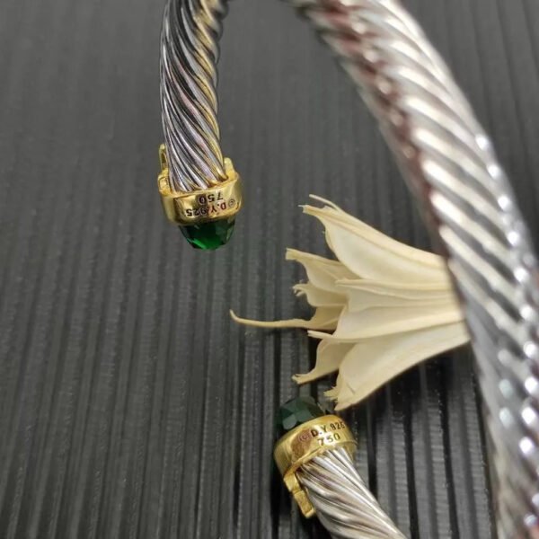 7mm Cable Bracelet with Peridot & Diamond Accents ??Gold Cap