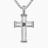 Chevron Cross Pendant Sterling Silver with Diamonds