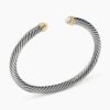 Classic Cable Bracelet Sterling Silver with 14K Yellow Gold and Pearls, 5mm