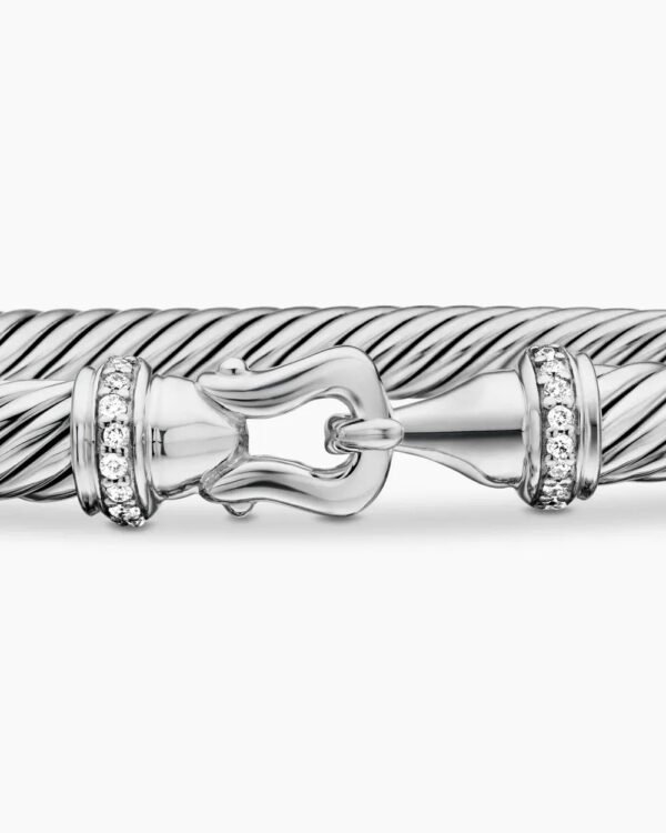 Buckle Classic Cable Bracelet Sterling Silver with Diamonds, 4mm