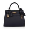 Kelly Sellier 25 Bag Black Epsom Gold Hardware New