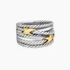 4C0F79F8-4B6E-9A90-F1FE-72DDC6246E7E.jpg Double X Crossover Ring Sterling Silver with 18K Yellow Gold - 6