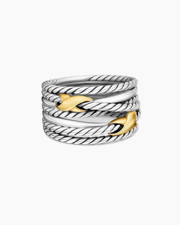 4C0F79F8-4B6E-9A90-F1FE-72DDC6246E7E.jpg Double X Crossover Ring Sterling Silver with 18K Yellow Gold - 6