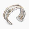 Crossover Cuff Bracelet Sterling Silver with 18K Yellow Gold, 27.5mm