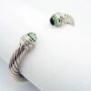Classic Cable Bracelet Sterling Silver with Peridot Diamond Sterling 7 MM