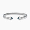 Classic Cable Bracelet Sterling Silver with Hampton Blue Topaz and Diamonds, 5mm
