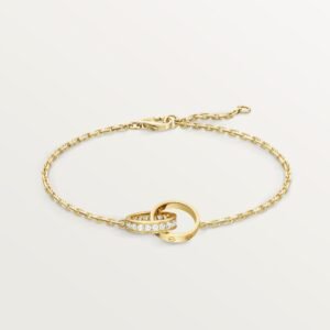 LOVE BRACELET, ON CHAIN, SEMI-PAVED