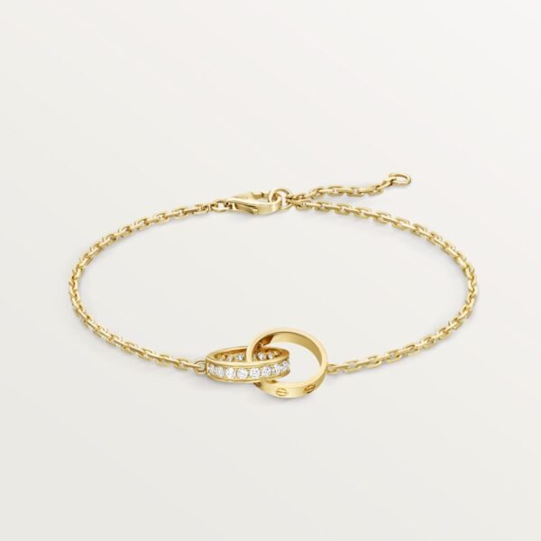 LOVE BRACELET, ON CHAIN, SEMI-PAVED