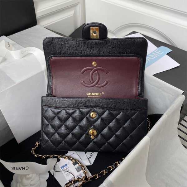 Chanel Small Classic Handbag Grained Calfskin & Gold-Tone Metal