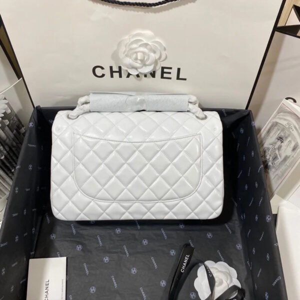 Chanel Large Classic Handbag Silver Hardware White For Women, Women&rsquo;s Handbags, Shoulder Bags 11.8in/30cm