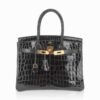 Birkin 30 Bag Graphite Niloticus Crocodile with Gold Hardware