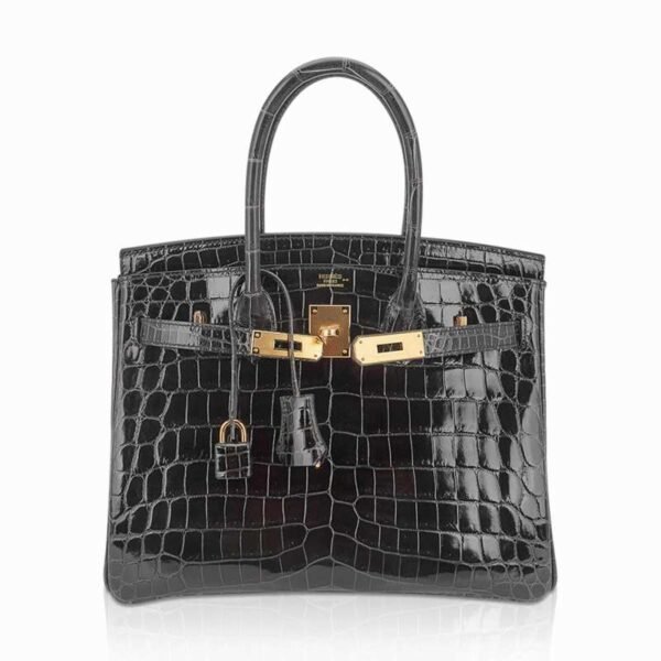 Birkin 30 Bag Graphite Niloticus Crocodile with Gold Hardware