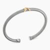 X Classic Cable Station Bracelet Sterling Silver with 18K Yellow Gold, 4mm