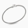 Classic Cable Heart Station Bracelet Sterling Silver with Pave Diamonds, 3mm - 17cm
