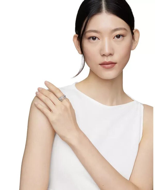 Crossover Wide Diamond Stacked Ring - 6