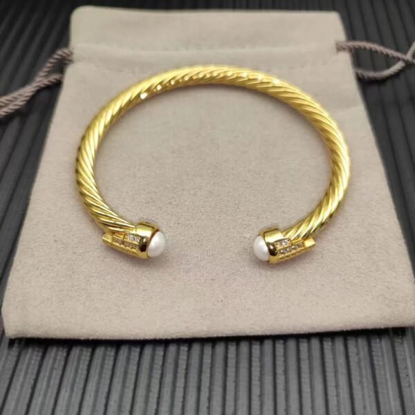 Cable Bracelet with Pearls & Diamond Accents  5mm