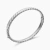Sculpted Cable Bangle Bracelet 18K White Gold, 6.2mm