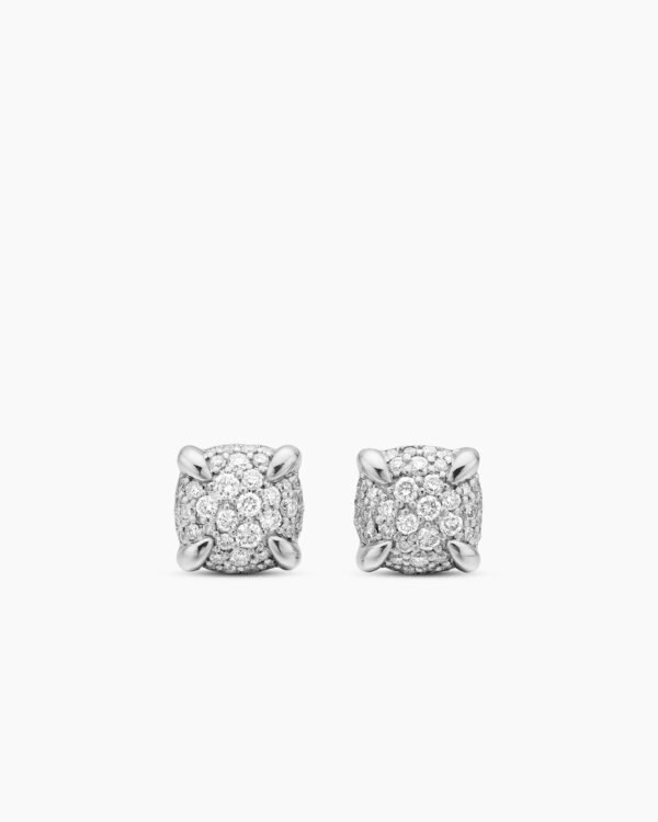 Petite Chatelaine&reg; Stud Earrings Sterling Silver with Pav&eacute; Diamonds, 9mm