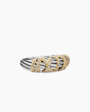 Helena Ring Sterling Silver with 18K Yellow Gold and Diamonds, 7.7mm - 6