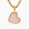 DY Elements&reg; Heart Amulet 18K Yellow Gold with Pink Opal and Diamonds