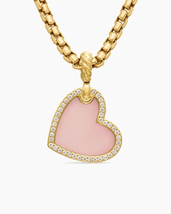 DY Elements&reg; Heart Amulet 18K Yellow Gold with Pink Opal and Diamonds