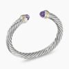 Classic Cable Bracelet Sterling Silver with 14K Yellow Gold and Amethyst, 7mm