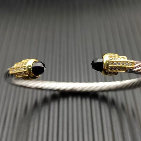 5mm Cable Bracelet with Black Onyx & Diamond Accents